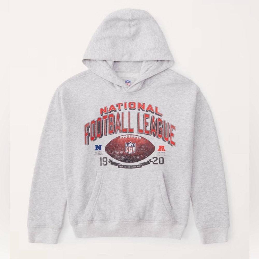 Abercombie Kids NFL Football Graphic Popover Hoodie Size 13/14 EUC